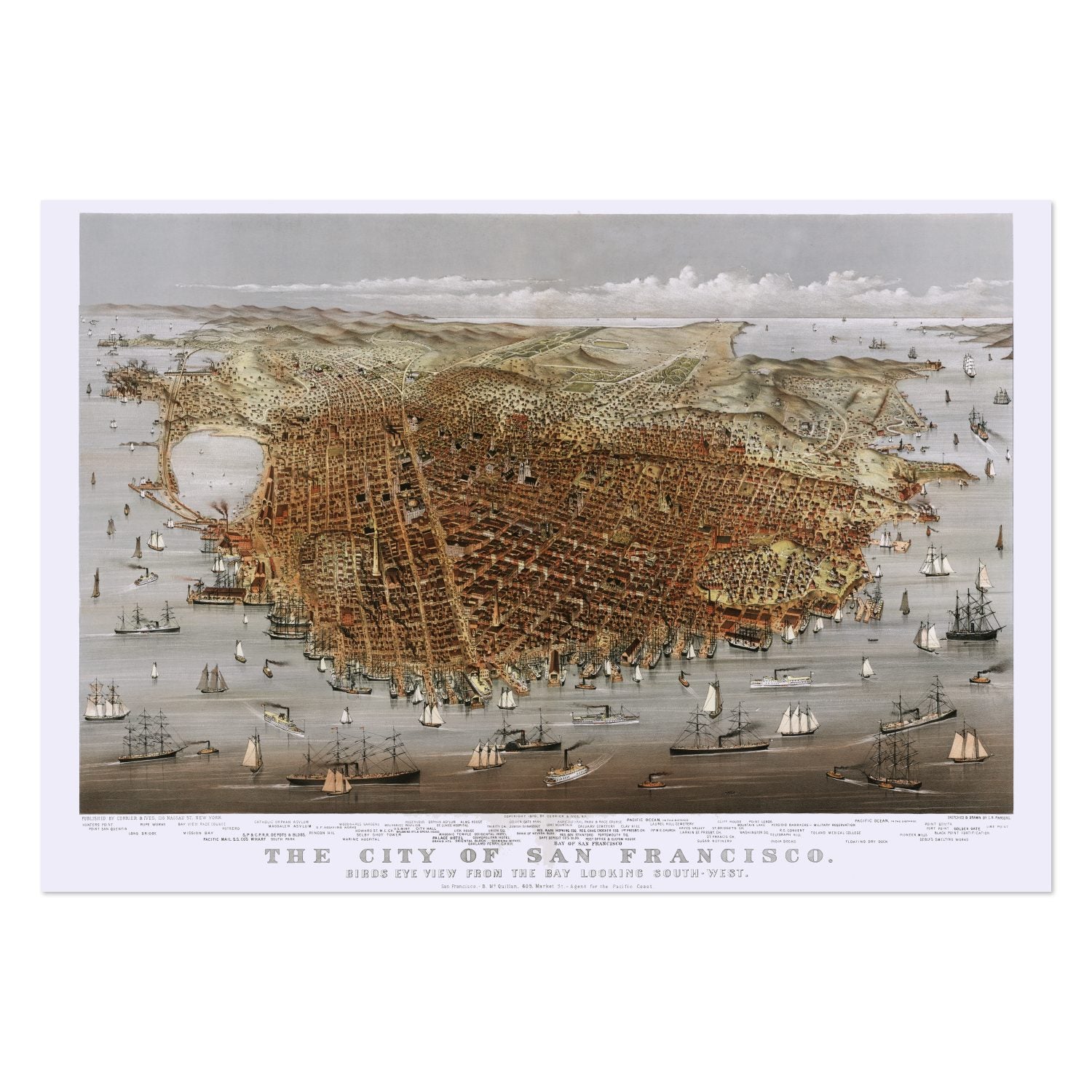 San Francisco 1878 Panoramic Map poster print